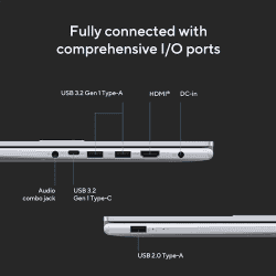 ASUS Vivobook Thin and Light Laptop | Intel Core i3-1315U | 39.62 cms | 8GB | 512GB | Silver | K3504VAB-NJ322WS