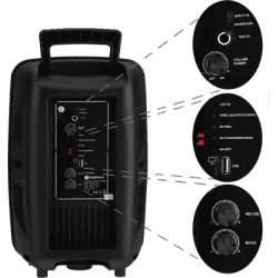 Gizmore GIZ WHEELZ T 1050 Bluetooth Party Speaker | 10 W  | Black
