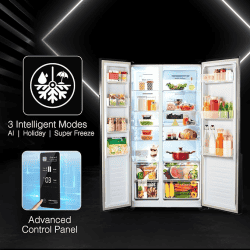 Godrej Side-By-Side Refrigerator | RS EONVELVET 579 RFD GL BK  | 564 L | Frost Free | Glass Black