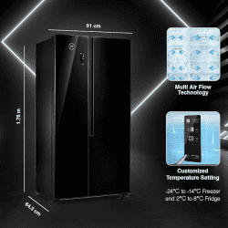 Godrej Side-By-Side Refrigerator | RS EONVELVET 579 RFD GL BK  | 564 L | Frost Free | Glass Black