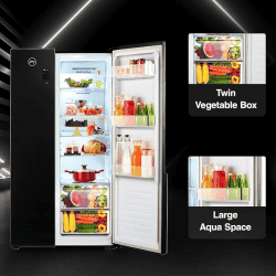 Godrej Side-By-Side Refrigerator | RS EONVELVET 579 RFD GL BK  | 564 L | Frost Free | Glass Black