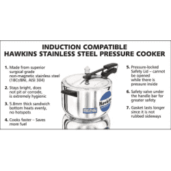 Hawkins Stainless Steel (HSS80) 8 L Induction Bottom Pressure Cooker | Stainless Steel