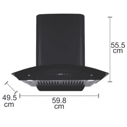 Hindware Chromia Blk 60 Auto Clean Chimney | 60 cm | Black