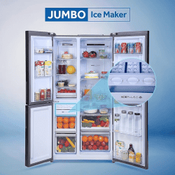 Haier 598 L | HRT-683KS | Triple Door Side By Side Refrigerator | Black Steel