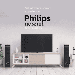 Philips Audio SPA9080B/94  Bluetooth Multimedia Tower Speakers | Black