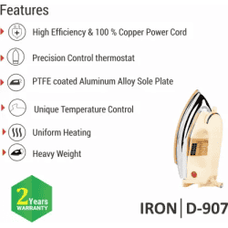 Greenchef 907 Quick Heating 1000 W Dry Iron