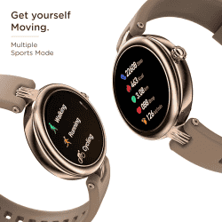 Pebble Venus Smartwatch for Women with Advance Bluetooth Calling | Tan Gold