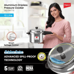 IMPEX Delight Aluminium Dripless Pressure Cooker | 10 L