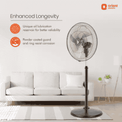 Orient Electric Tornado II Anti Dust Pedestal Fan | 3 Blade | 450MM | Black