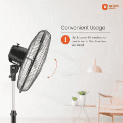 Orient Electric Tornado II Anti Dust Pedestal Fan | 3 Blade | 450MM | Black