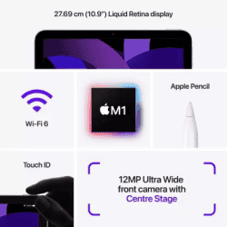 Apple iPad Air | 5th Gen | 64 GB ROM  | 27.69 cm (10.9 inch) | Wi-Fi Only | Purple | MME23HN/A