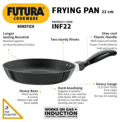 Hawkins Futura Non Stick Frying Pan | INF22 | 22 cm | Black