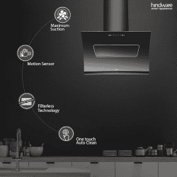 Hindware Essence 90 Cm 1350 m³/hr Auto Clean Chimney with Motion Sensor and Touch Control for easy operations