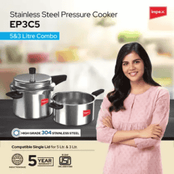 IMPEX EP3C5 Stainless steel pressure cooker combo 3 L, 5 L