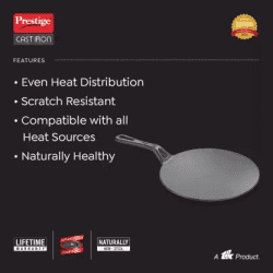 Prestige Cast Iron Concave Tawa | 25 cm