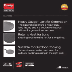 Prestige Cast Iron Concave Tawa | 25 cm