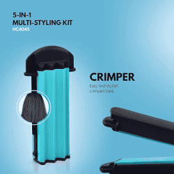 Havells HC4045 5 in 1 Hair Styler - Straightener, 19mm Curler, Crimper, Conical Curler & Volume Brush for Multiple Styles