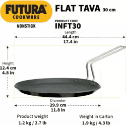 Hawkins Non Stick Flat Tawa | 30 cm | 4.88 mm | INFT30