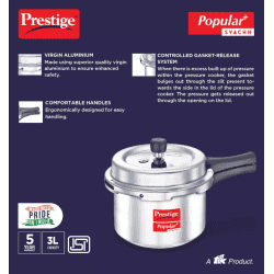 Prestige by TTK Popular Plus Svachh Induction Bottom Pressure Cooker | 3 L | Aluminium