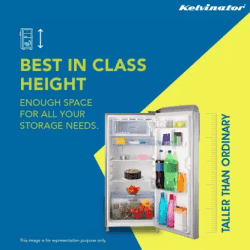 Kelvinator Direct Cool Single Door Refrigerator | 3 Star | 201 L | INOX KRD-I210ECPHGS