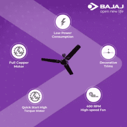 BAJAJ Edge HS Deco Neo | 1200 mm | 3 Blade Ceiling Fan
