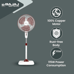 BAJAJ RAPIDO PEDESTAL FAN | 400 MM 251277 | WINE RED