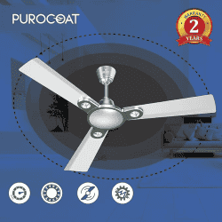 Polycab Eleganz Purocoat Premium 1200 mm Anti Dust Anti Rust Anti fade Anti Microbial Ceiling Fan | Pearl Silver