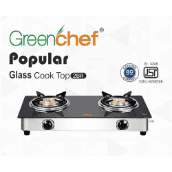 GREENCHEF Popular Glass cook top 2 Burner Gas stove | Stainless Steel Body