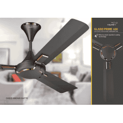 V-Guard Glado Prime Sweep Ceiling Fan | 400 RPM | 1200 mm | 3 Blade | Choco Brown Matte