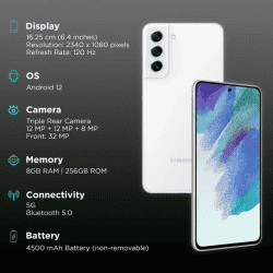 Samsung Galaxy S21 FE 5G with Snapdragon 888 | 8GB/256 GB |White