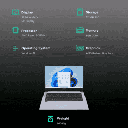 acer One Z2-493 AMD Ryzen 3 Thin and Light Laptop | 8GB, 512GB SSD | Silver