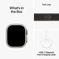 Apple Watch Ultra 2 | GPS + Cellular 49mm Titanium Case with Blue/Black Trail Loop Black Strap