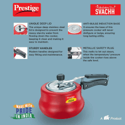 Prestige 2L Nakshatra Plus Svachh Inner Lid Aluminium Handi  | 5 years warranty |  Red