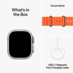 Apple Watch Ultra 2 | GPS + Cellular 49mm Titanium Case with Orange Ocean Band | Orange Strap