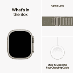 Apple Watch Ultra 2 | GPS + Cellular 49mm Titanium Case with Olive Alpine Loop  Large  | Olive Green Strap