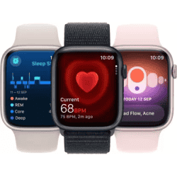 Apple Watch Series 9 | GPS 41mm Silver Aluminium Case with Storm Blue Sport Band | Silver Strap