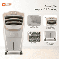 Orient Electric Premia 36 L Personal Air Cooler home | Densenest Honeycomb Pads with Dust Filter | Inverter Compatible | Beige