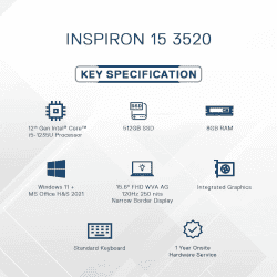 Dell Inspiron 15 | 12th Gen Core i5/ 8GB RAM/ 512GB SSD |  15.6 Inch/Intel UHD Graphics/ Windows 11 | IN3520N843W001ORS1 | Platinum Silver