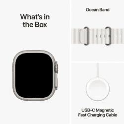 Apple Watch Ultra 2 | GPS + Cellular 49mm Titanium Case with White Ocean Band  | White Ocean Strap