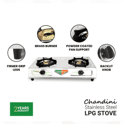 Greenchef LPG Stove 2Burner Chandini | Gas stove | Black