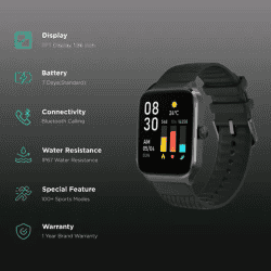 Noise ColorFit Canvas Smartwatch | Bluetooth Calling | Jet Black Strap
