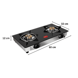 Pigeon Gas Stove 2 Burner | 14892 GT AYUSH | BLACK