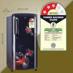 LG 185 L 3 Star Direct-Cool Single Door Refrigerator | GL-B201ABPD | Blue Plumeria