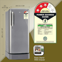 LG Direct-Cool Single Door Refrigerator | 185 L | 3 Star | Shiny Steel | GL-D201APZD