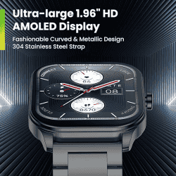 Amazfit Pop 3S Smart Watch with 1.96" AMOLED Display | BT Calling | Music Control | Metallic Black