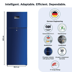Bosch 269L 3 Star | Frost Free Refrigerator CTC29BT31I | Convertible Transition Blue
