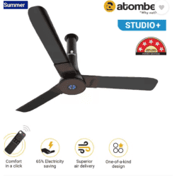 Atomberg Studio+ Ceiling Fan | 5 Star | 1200 mm | BLDC Motor with Remote | 3 Blade | Earth Brown