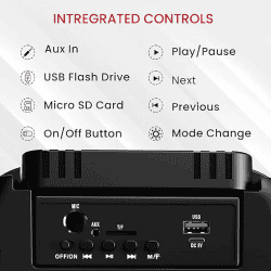 Portronics | Melomix | 20W  | Portable Bluetooth Speaker  | Karaoke Mic | RGB Light Modes | Black