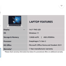 Samsung Galaxy Book Go Qualcomm Snapdragon 7c Gen 2 | 4 GB | 128 GB EMMC Storage | Windows 11 Home | Thin and Light Laptop | Silver | NP340XLA-KA1IN