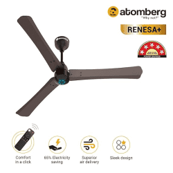 Atomberg Renesa + Ceiling Fan | 1200 mm | BLDC Ceiling Fan with Remote Control & LED Indicators | Earth Brown